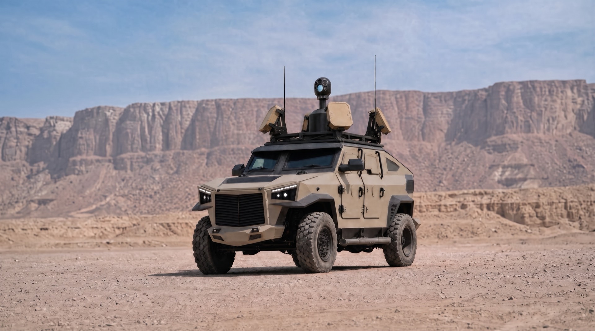 RAVEN-T tactical vehicle with 360° drone defense on the move